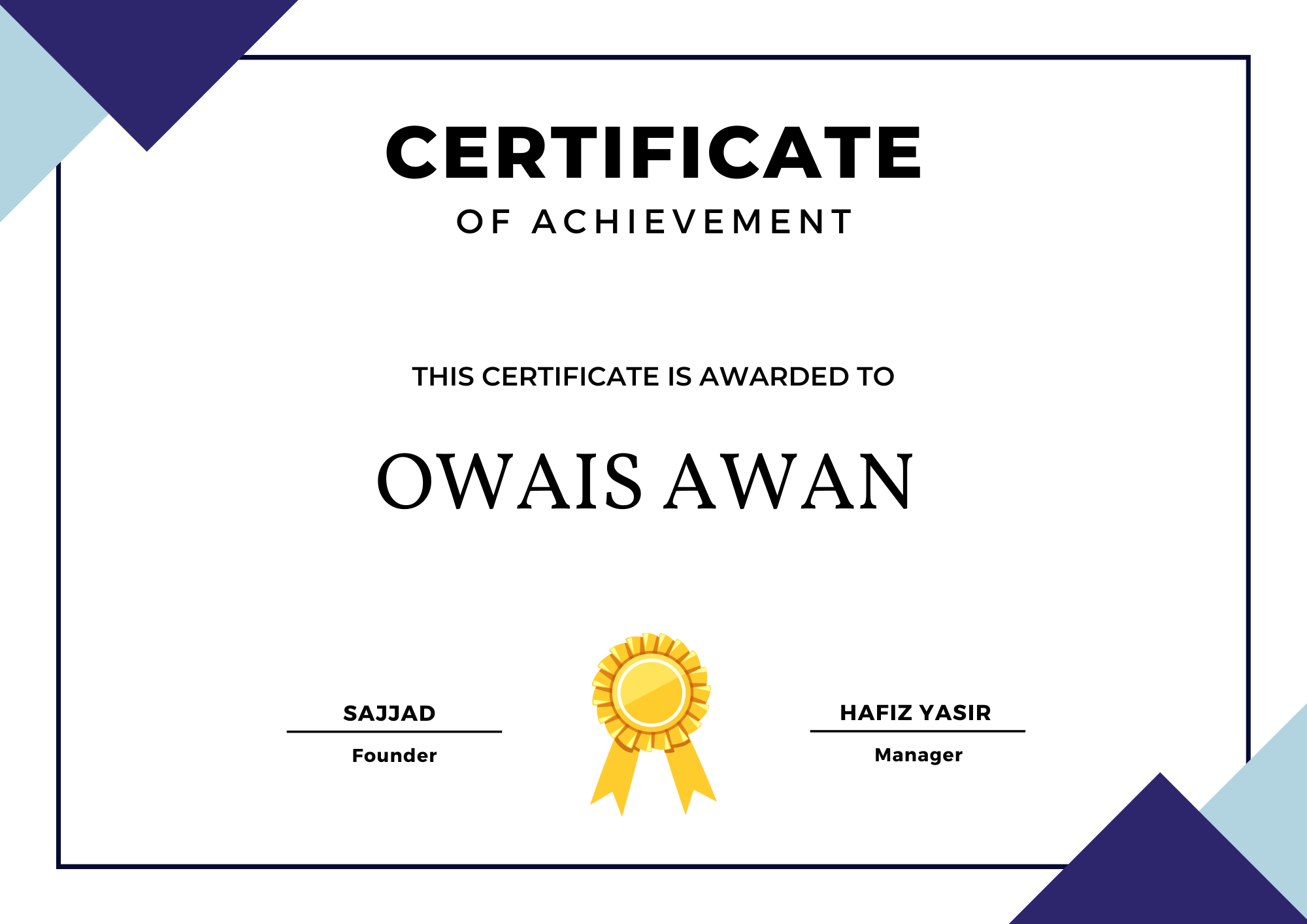 Blue Simple Achievement Certificate